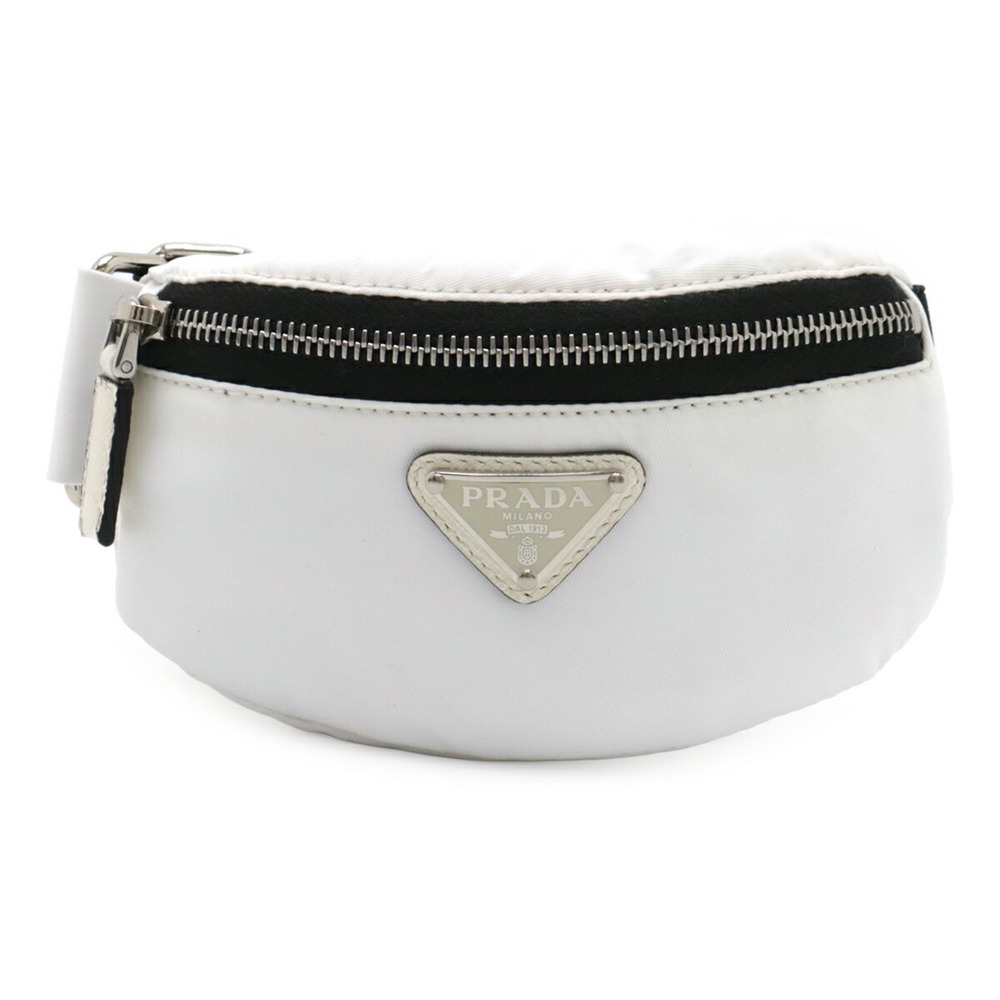 PRADA Triangle Wristband Pouch Multi-Pouch Nylon Leather BLANCO White 1TT095